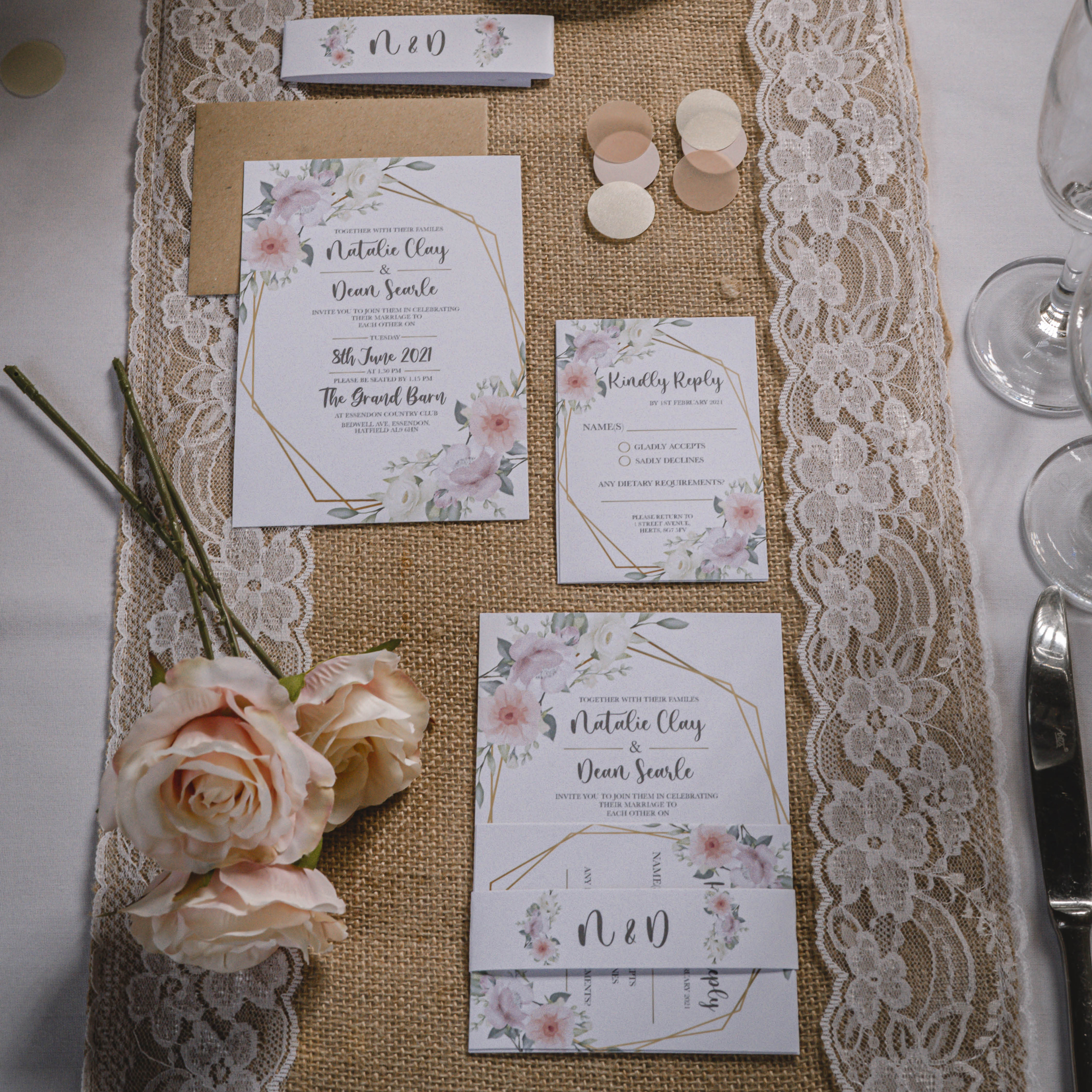 vintage wedding stationery, vintage 1940s tea party wedding