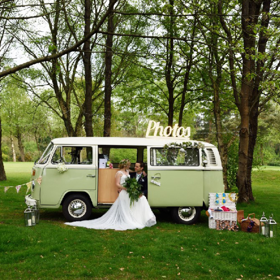 VW wedding camper, English Country Garden Wedding, buttercup bus