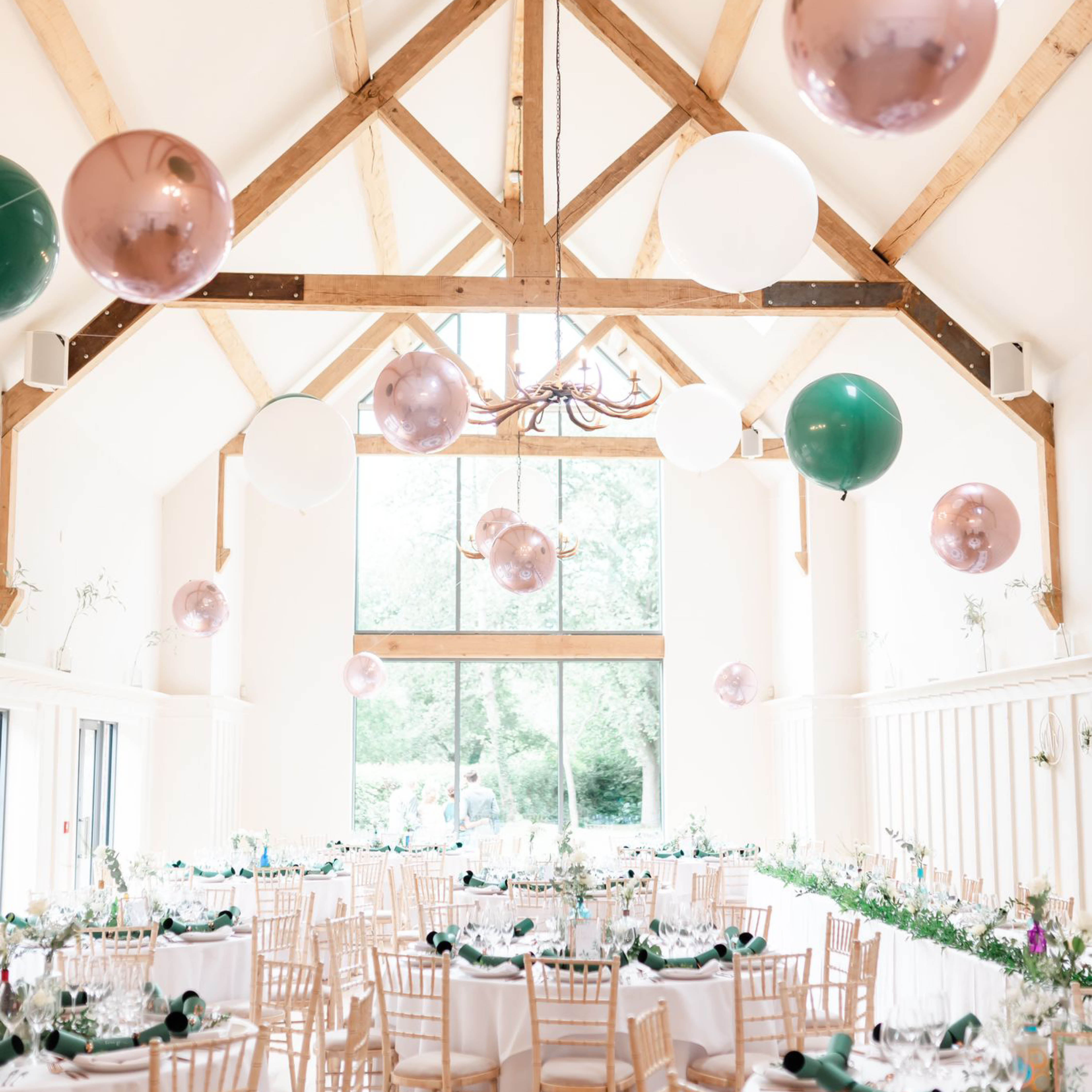 Wedding decorations with balloons, wedding balloons barn venue