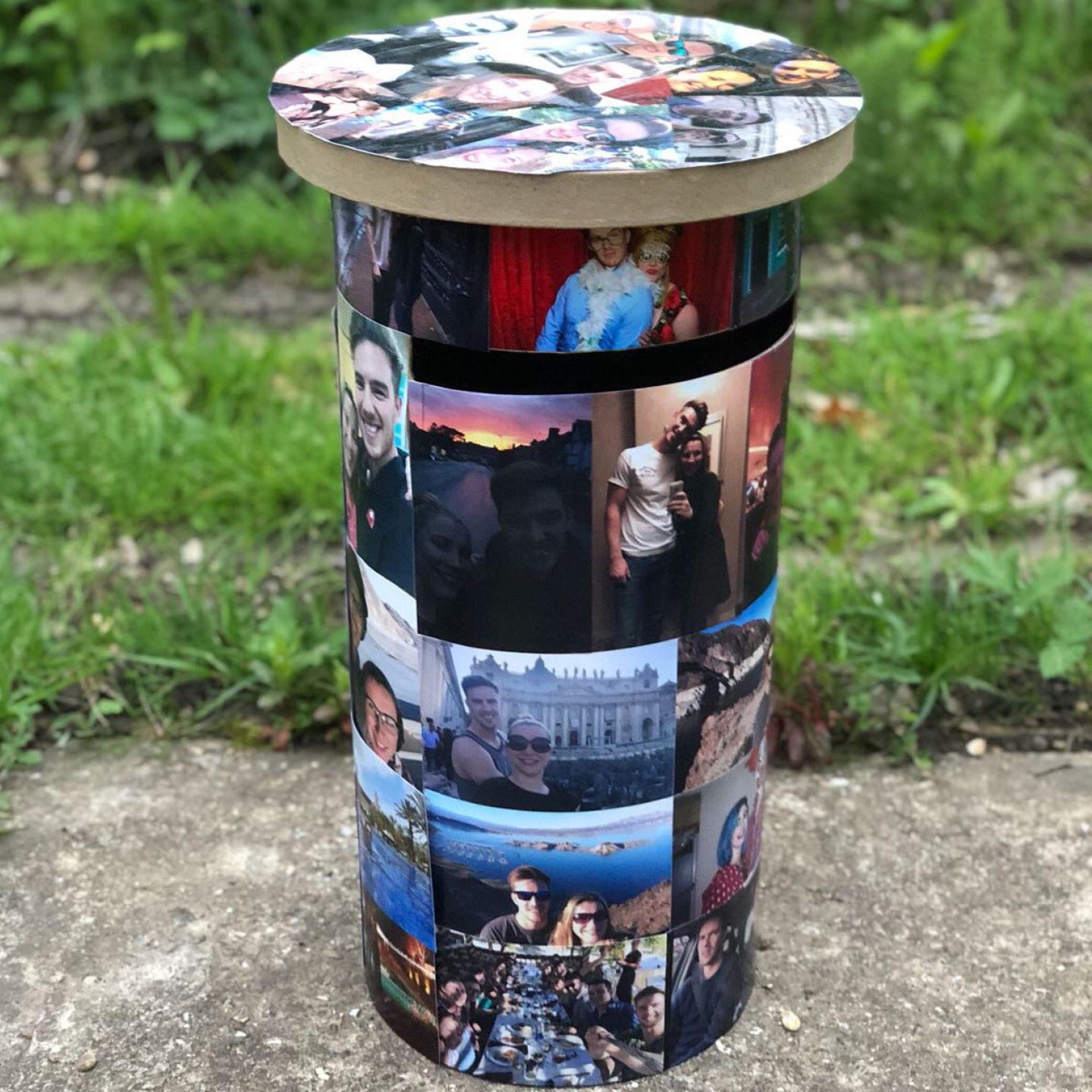 wedding post box made with couple's photos